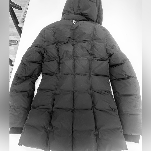 Mackage black down coat, leather trim, S (Troya) - Picture 3 of 6